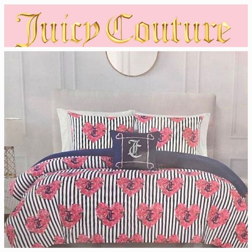 Juicy Couture Home 4-PC JC Logo Heart Roses Printed Bed Set
